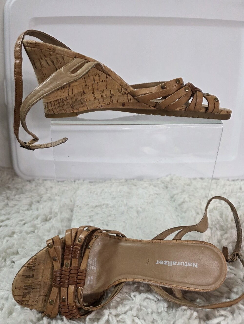 Naturalizer Brown Cork Wedge Sandals with Braided Straps